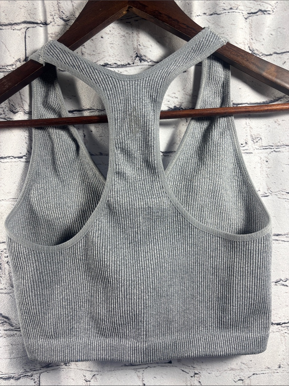 FP Movement by Free People Ribbed Gray Racerback Crop Top - Picture 3 of 3